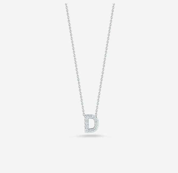Roberto Coin White Letter D Pendant With Diamonds And