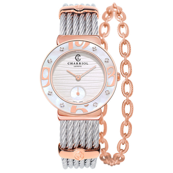 Charriol St-Tropez White Mother of Pearl Waves Watch