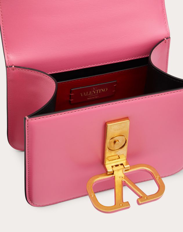 V Sling Mini Leather Tote Bag in Pink - Valentino Garavani