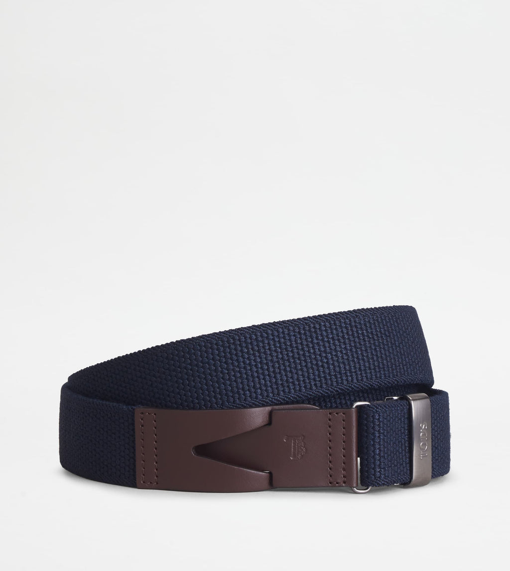 Tod's - Leather-trimmed Canvas Belt Neutral - 110 cm