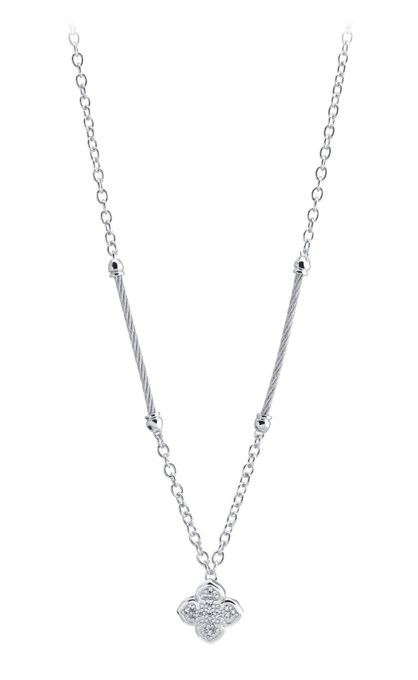 Charriol Zen Steel 1 White Topaz 0.045Cts Steel Pink PVD Cable  Length in 48 cm Necklace