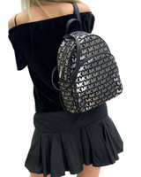 Michael Kors Black Silver Abbey Medium  Backpack