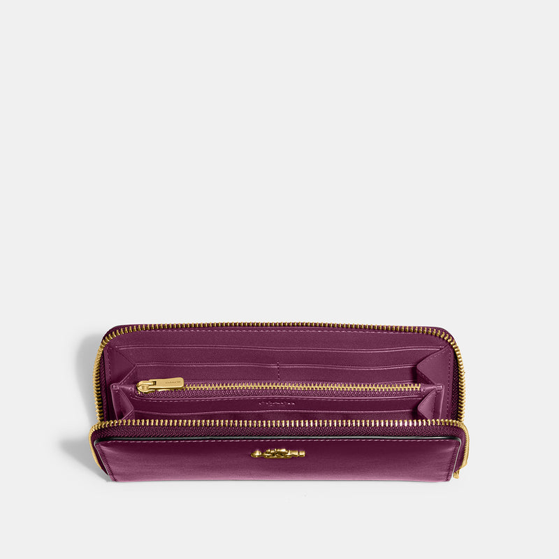 COACH Accordion Zip Wallet In Crossgrain Leather in Purple