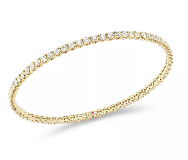 Roberto Coin Yellow Bangle With Diamonds And Ruby