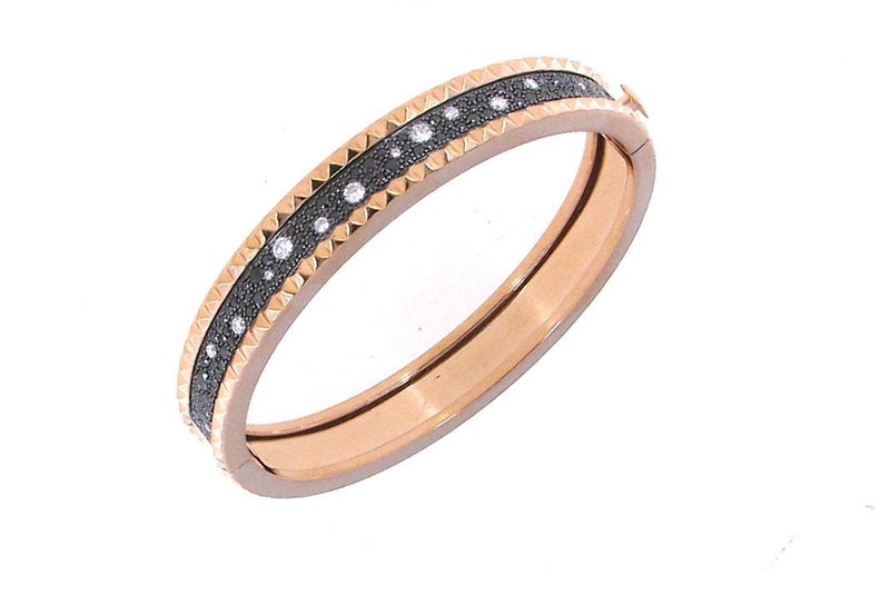 Roberto Coin Rose-White Bangle With Diamonds,Black