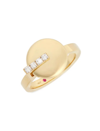 Roberto Coin Yellow-White Ring Diamonds And Ruby