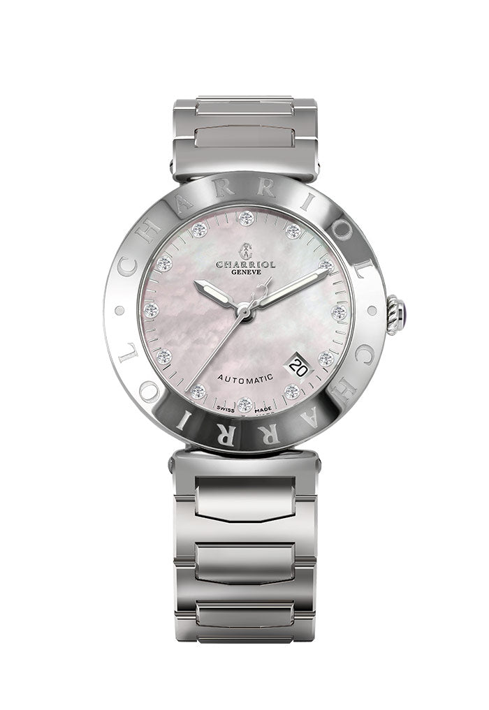 Charriol Alexandre C White Mother of Pearl & Diamonds Watch