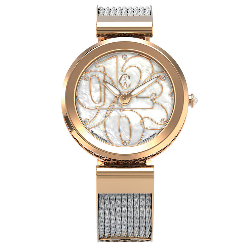 Charriol Forever White Mixed Numbers Watch