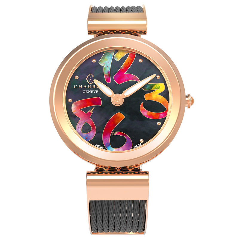 Charriol Forever Black Mother of Pearl Colors Numbers Watch