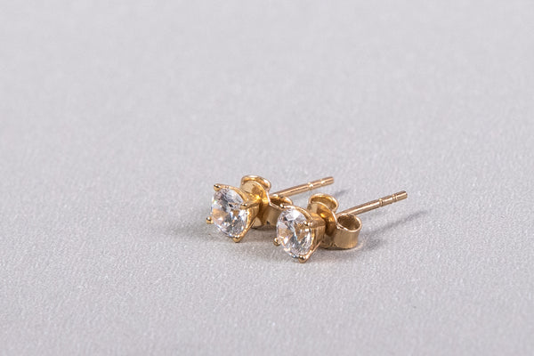 Quimera Aretes Studs Solitario Zircon 18K