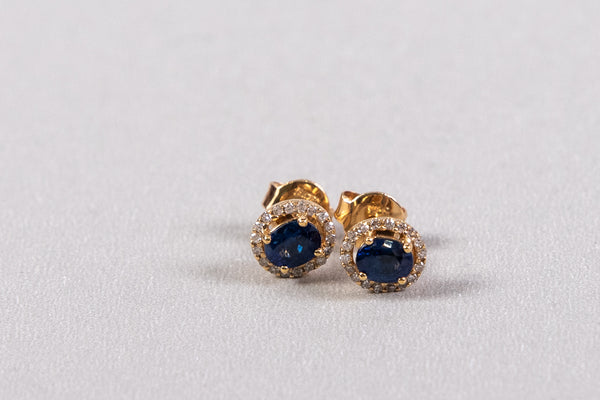 Quimera Aretes Studs Zafiro Oval Diamante 18K