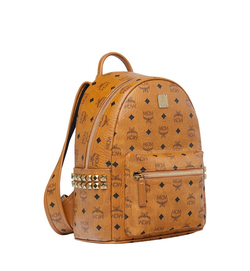 Mini Stark Side Studs Backpack in Visetos Cognac