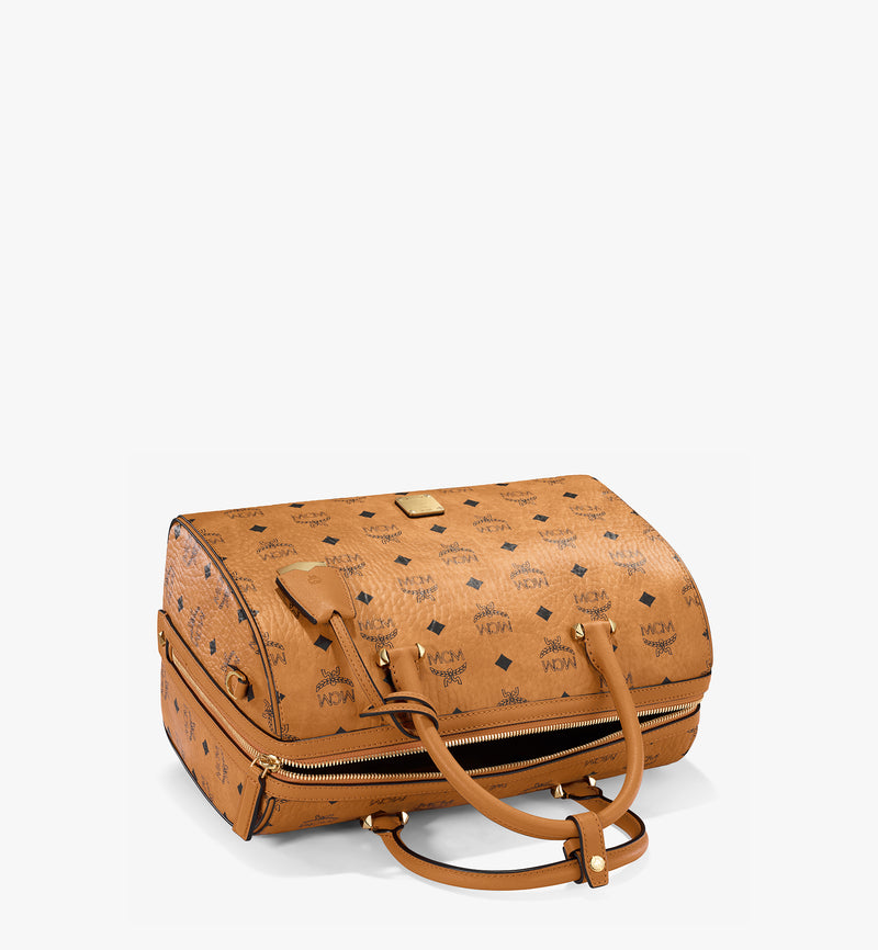 MCM Visetos Brown Leather Crossbody Satchel Bag - A World Of Goods
