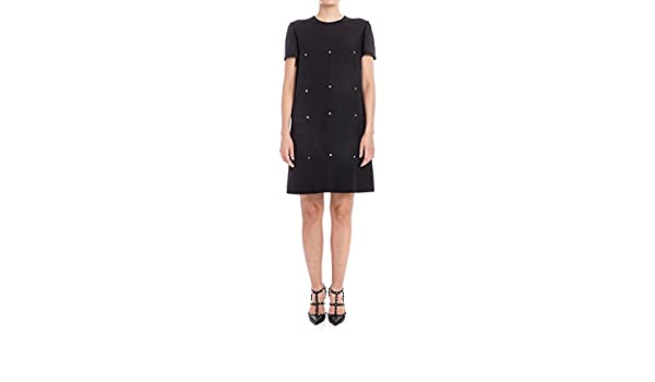 VALENTINO GARAVANI STUDDED CREPE COUTURE DRESS WITH WAVES