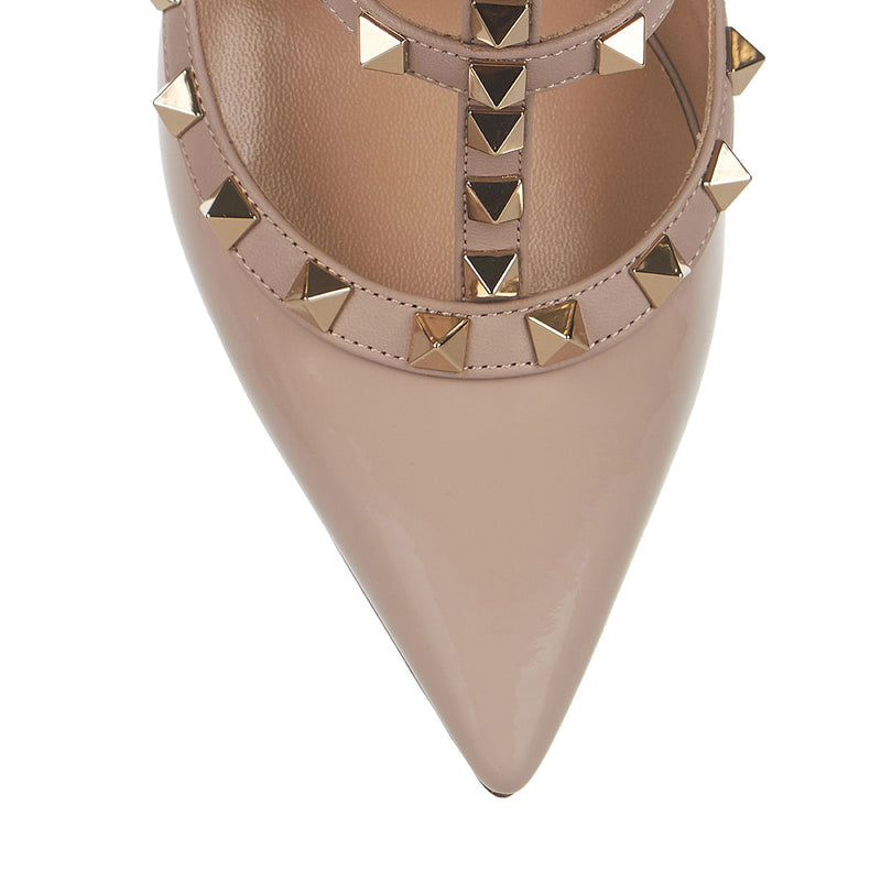 VALENTINO PATENT ROCKSTUD ANKLE STRAP PUMP 100 MM