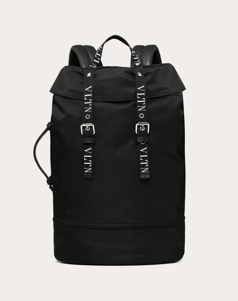Vltn Nylon Backpack for Man in Black/white