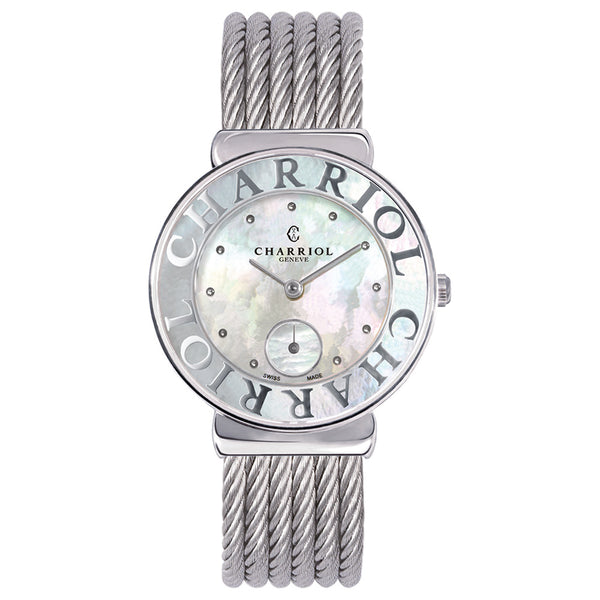 Charriol St-Tropez White Mother of Pearl Dots RH Dial Watch