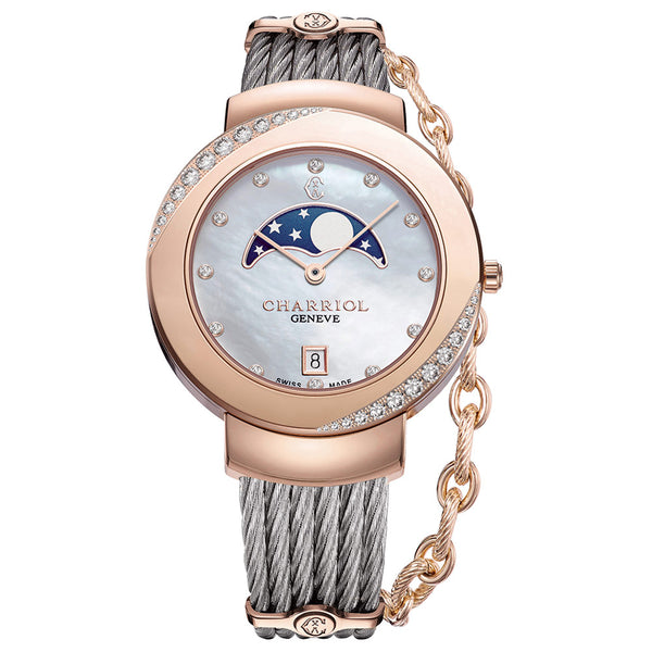 Charriol St-Tropez White Mother of Pearl Dial & Diamonds Watch