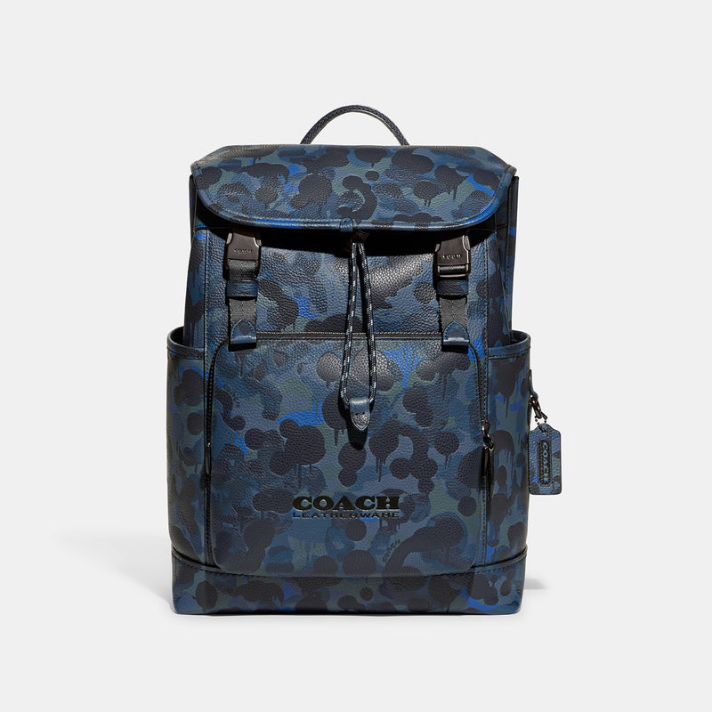 COACH LEAGUE FLAP BACKPACK WITH CAMO PRINT