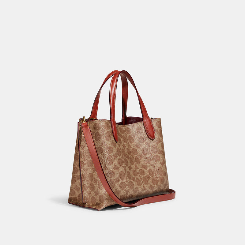 COACH COATED CANVAS SIGNATURE WILLOW TOTE 24