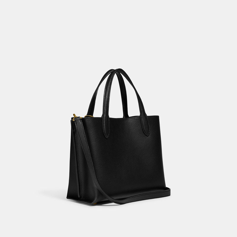Coach Polished Pebble Leather Willow Tote 24 Black