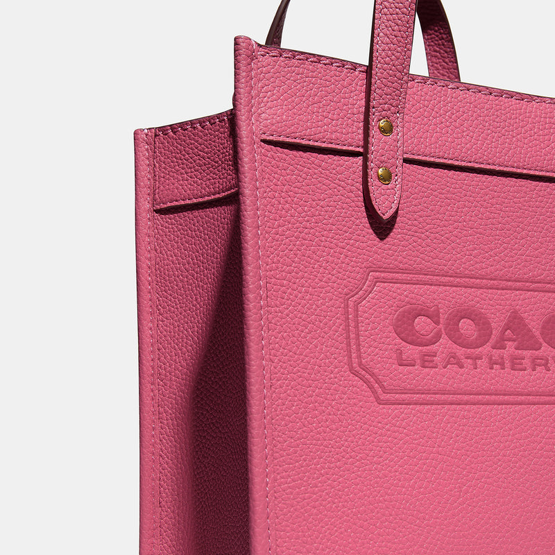 COACH Field Tote In Colorblock With Badge in Red